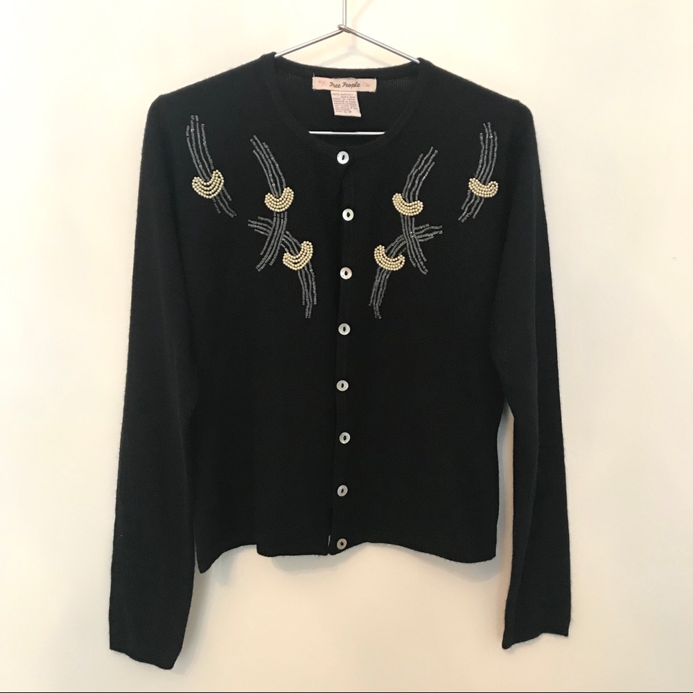 LIKE NEW Free People Beaded Acrylic Cardigan S